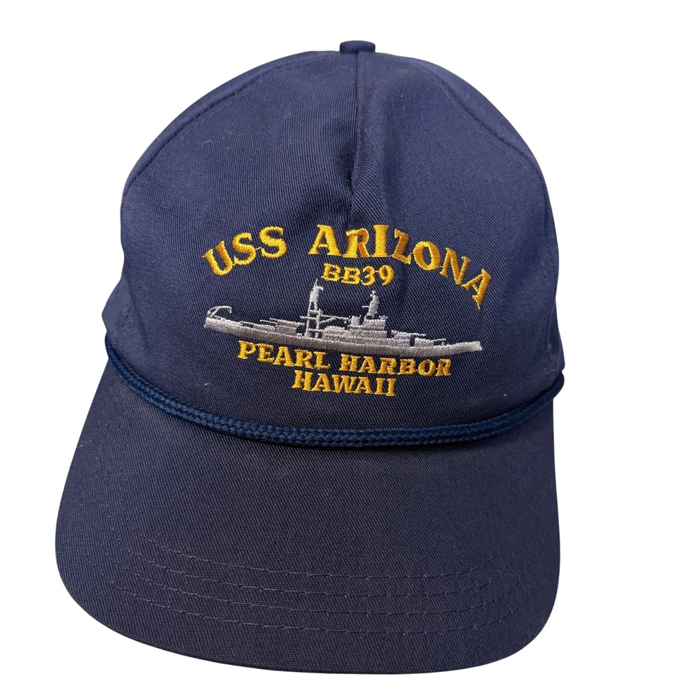 Unbranded Hat Mens OSFA Blue USS Arizona BB39 Pearl Harbor Hawaii Rope Snapback